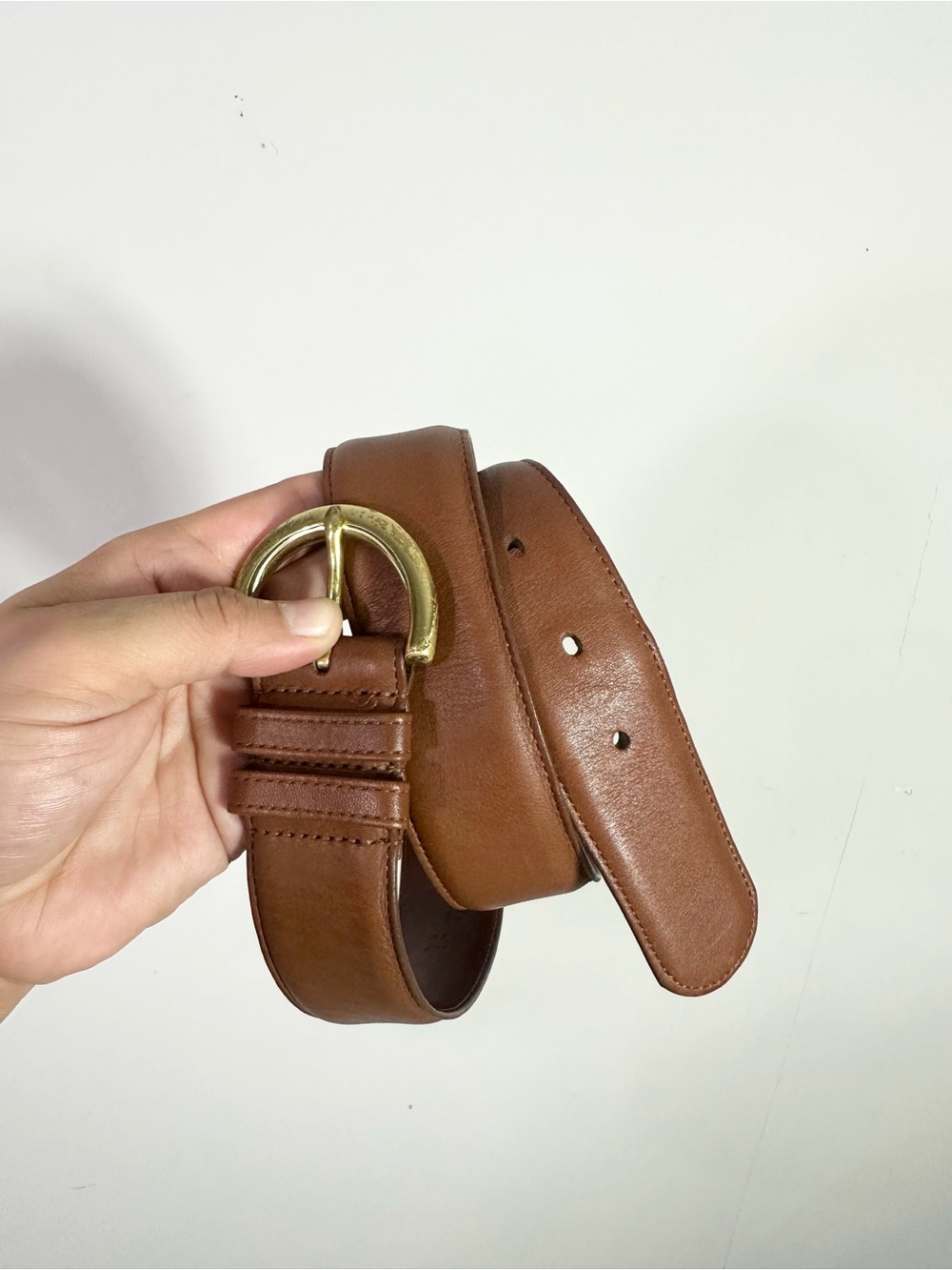 Coach Brown Leather Belt With Solid Brass Buckle